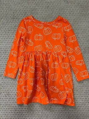 Cat & Jack Bright Orange Pumpkin Print Dress
